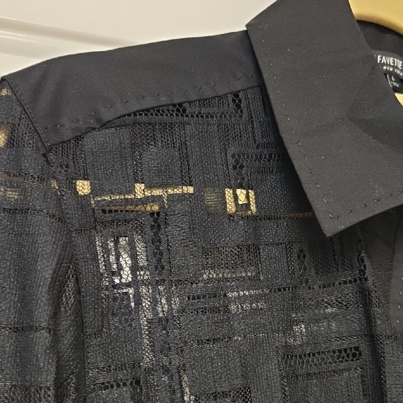 Lafayette 148 New York Black Lace Button Down Shirt - Picture 6 of 7